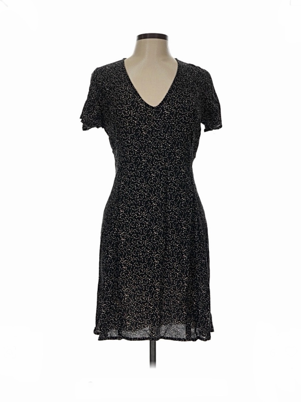 GAP Black Speckled V-Neck Short Sleeve Dress